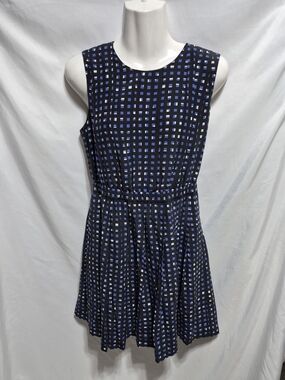 Kate Spade New York Silk/Viscose Geometric Fit & Flare Dress Blue Black Size 4